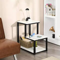 Costway 3-Tier End Table Sofa Side Table Night Stand W/ Shelf for Living Room White
