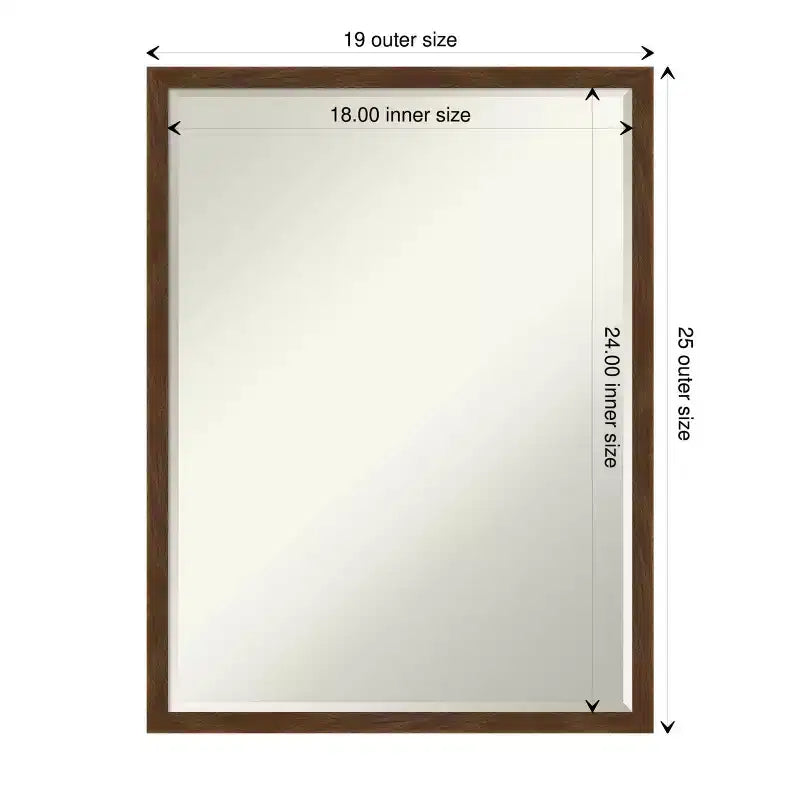 Amanti Art Carlisle Narrow Petite Bevel Wood Bathroom Wall Mirror