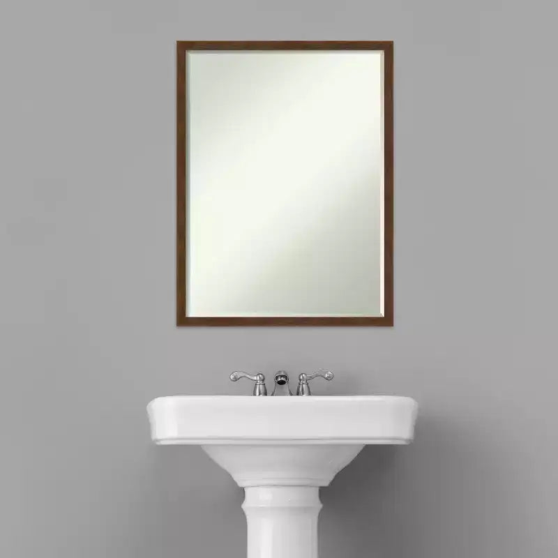 Amanti Art Carlisle Narrow Petite Bevel Wood Bathroom Wall Mirror