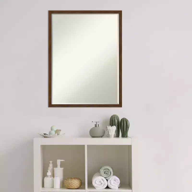 Amanti Art Carlisle Narrow Petite Bevel Wood Bathroom Wall Mirror