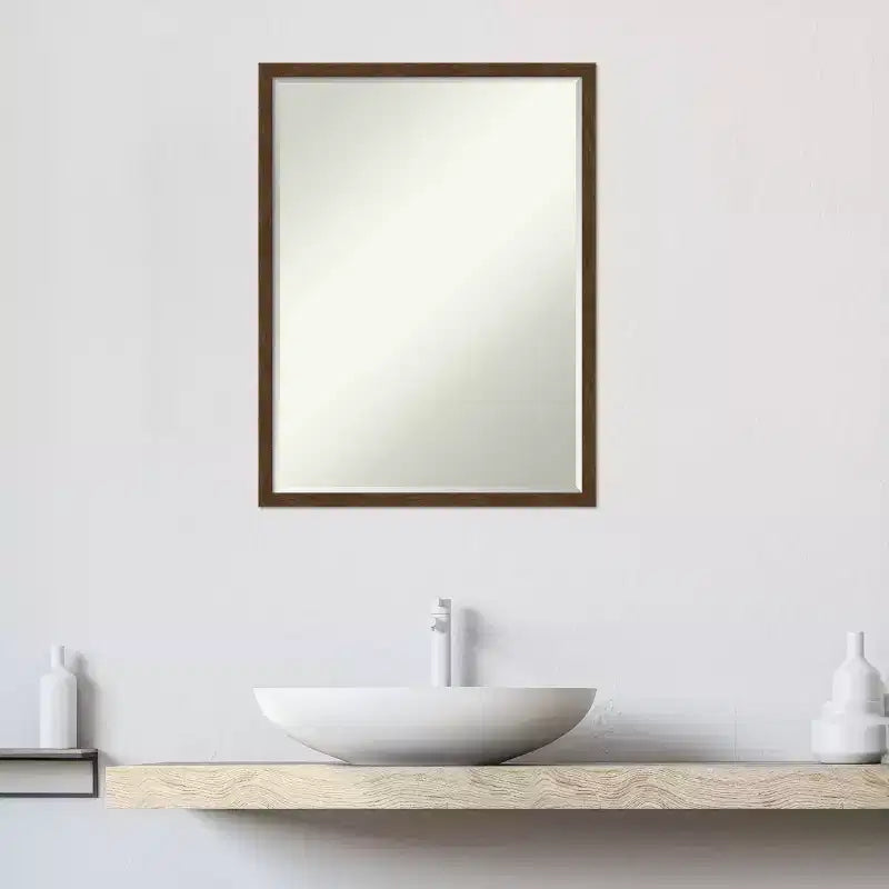 Amanti Art Carlisle Narrow Petite Bevel Wood Bathroom Wall Mirror
