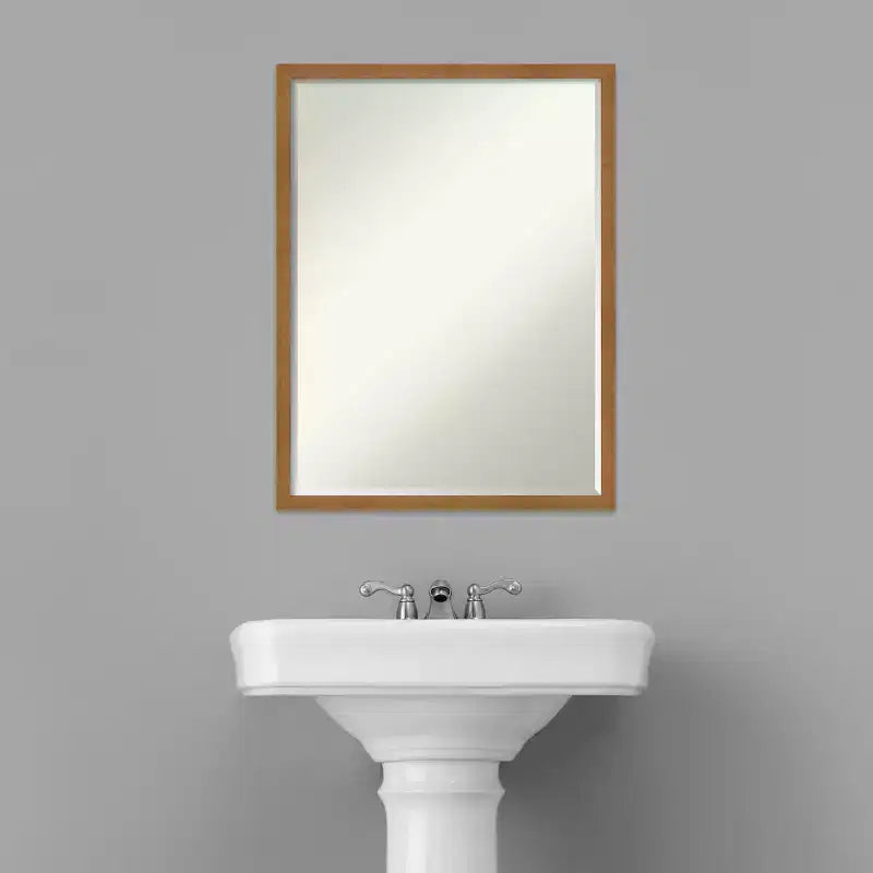 Amanti Art Carlisle Narrow Petite Bevel Wood Bathroom Wall Mirror