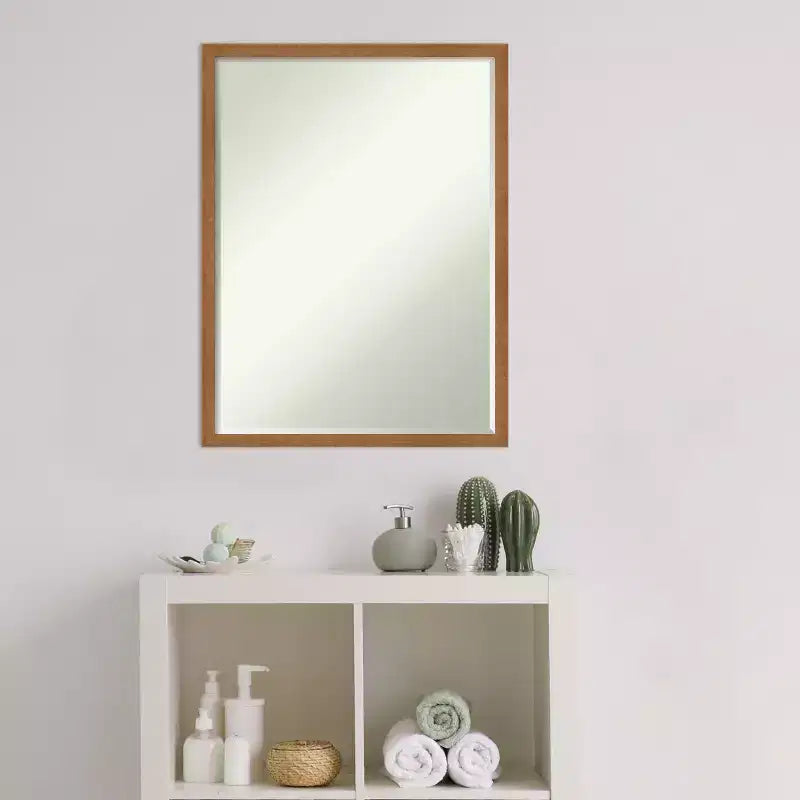 Amanti Art Carlisle Narrow Petite Bevel Wood Bathroom Wall Mirror