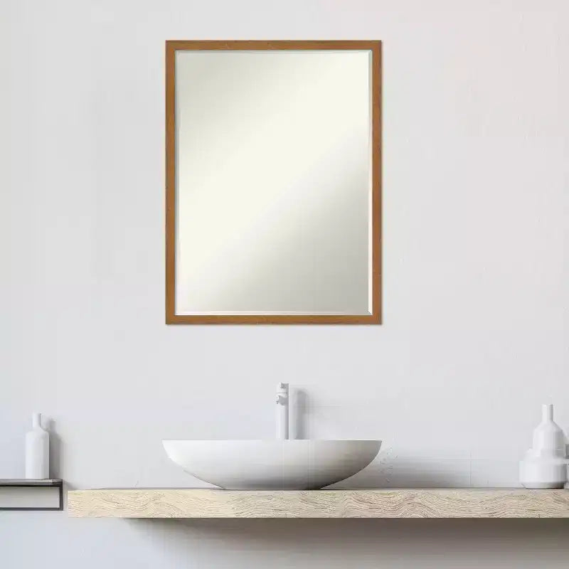 Amanti Art Carlisle Narrow Petite Bevel Wood Bathroom Wall Mirror